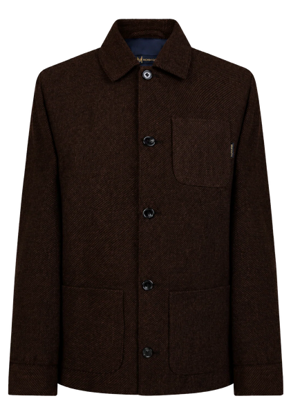 MishMash Men's Mocha Brown Textured Wool-Look Button-Up Jacket