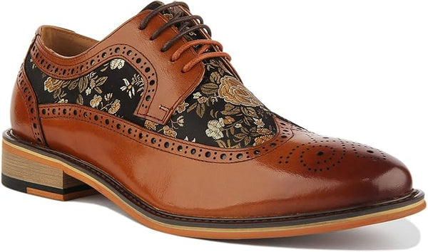 Justin Reece  Ross Brogue Shoes in Brown Floral