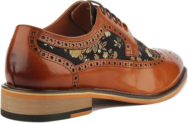 Justin Reece  Ross Brogue Shoes in Brown Floral