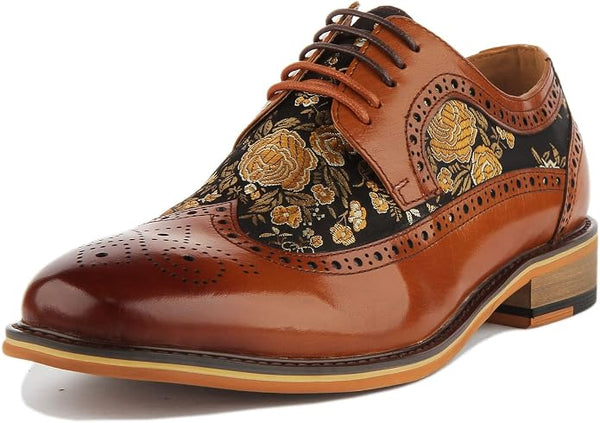 Justin Reece  Ross Brogue Shoes in Brown Floral