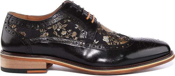 Justin Reece Ross Brogue Shoes in Black Floral