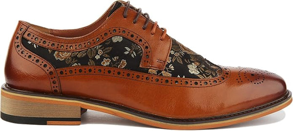 Justin Reece  Ross Brogue Shoes in Brown Floral