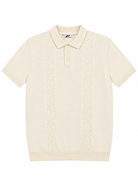 MishMash Boat Gardenia Jacquard Pattern Knit Polo Cream