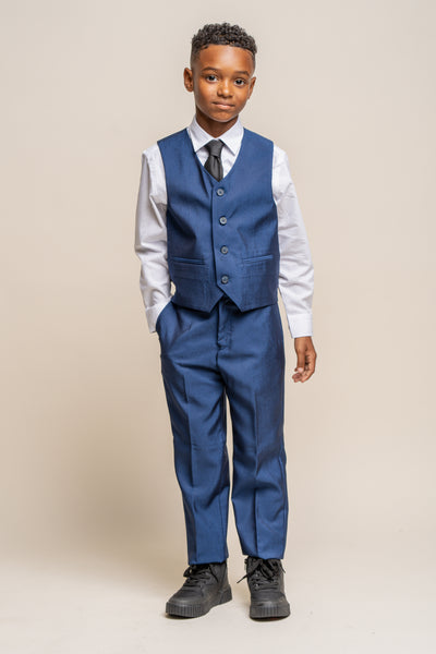 Cavani Ford Blue Boys Three Piece Suit