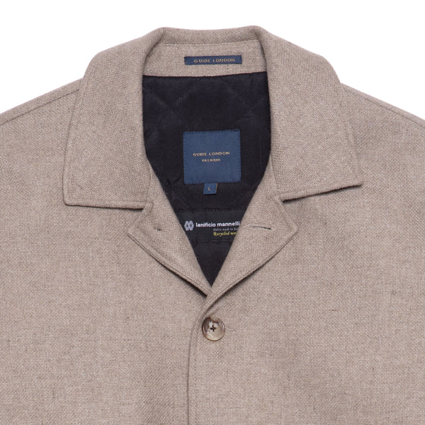 Guide London Oatmeal Wool-Blend Casual Jacket
