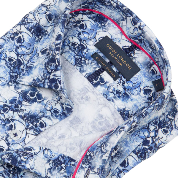 Guide London Blue Skulls Short Sleeve Shirt