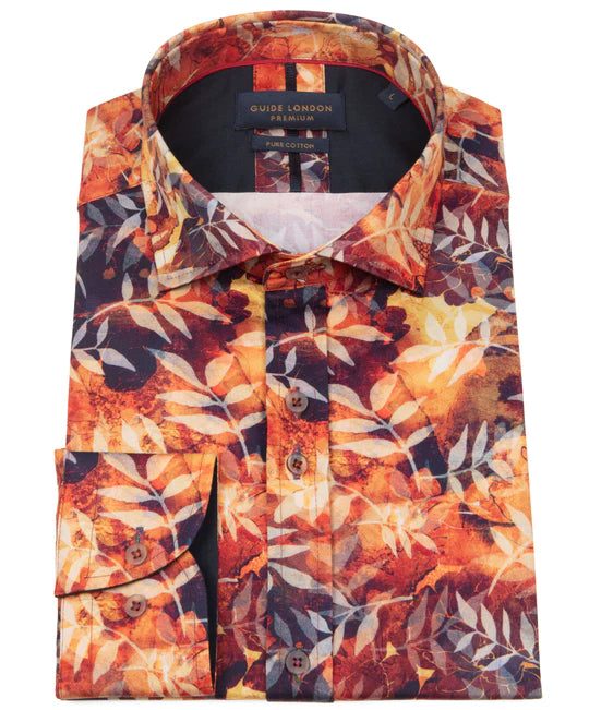 Guide London Autumn Leaves Long Sleeve Cotton Shirt – gaff-bath