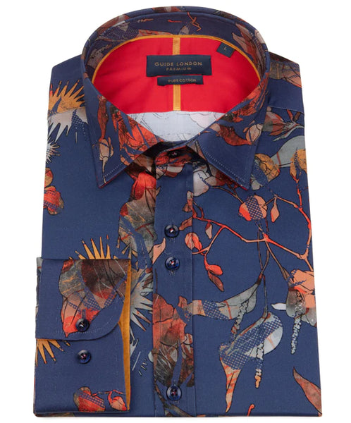 GUIDE LONDON ABSTRACT LEAF PATTERN SHIRT