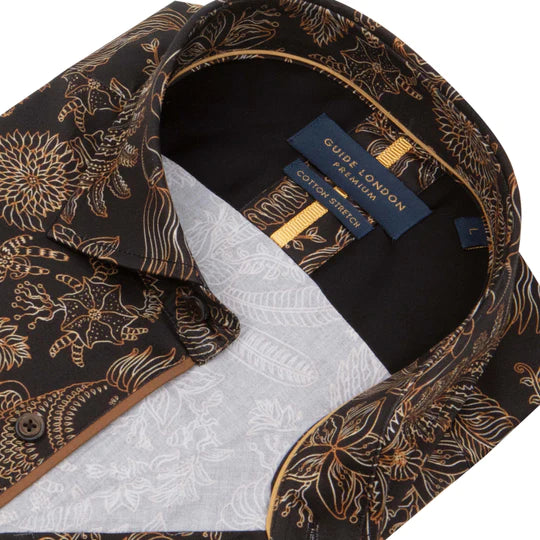 GUIDE LONDON FLORAL STENCIL PATTERN LONG SLEEVE SHIRT