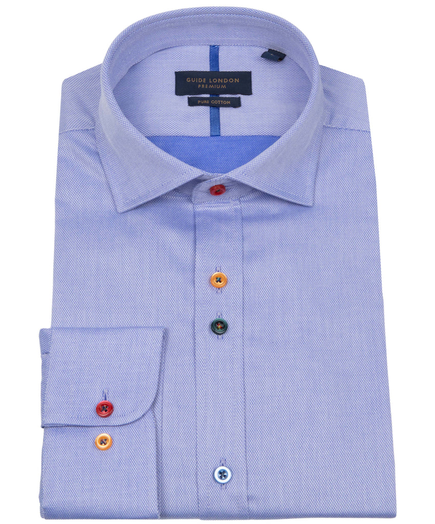 Guide London Men's Long Sleeve Shirt with Multicoloured Buttons – gaff-bath