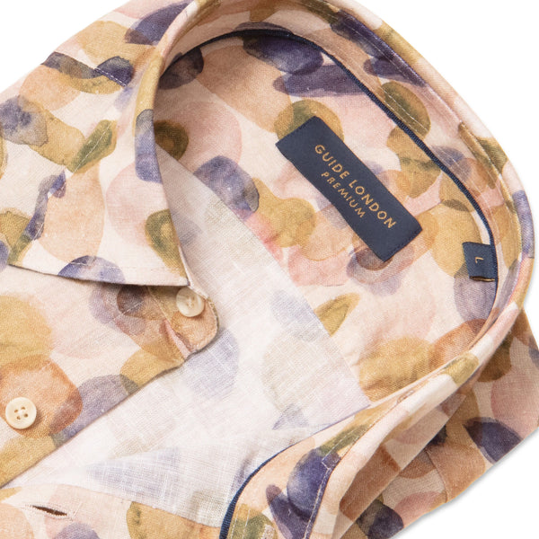 Guide London Abstract Print, Blend Base Beige Long Sleeve Shirt