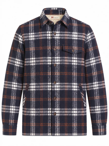 MishMash Navy & Rust Jacket Check Flannel Button-Up Shirt Jacket