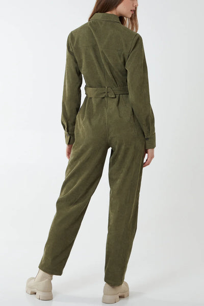 Nova Women’s Khaki Green Belted Utility Jumpsuit