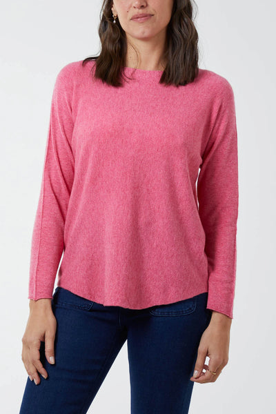 Nova Of London Round Neck Fine Knit Jumper Pink