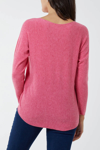 Nova Of London Round Neck Fine Knit Jumper Pink