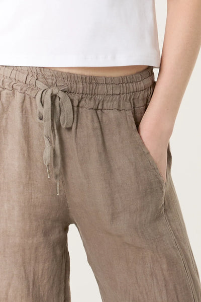 Pure Linen Wide Leg Trousers  Mocha