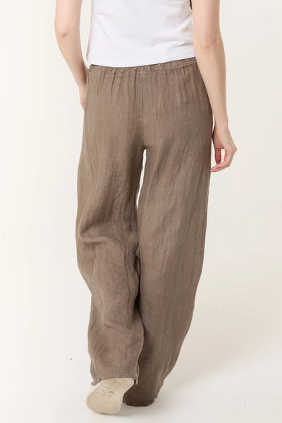 Pure Linen Wide Leg Trousers  Mocha