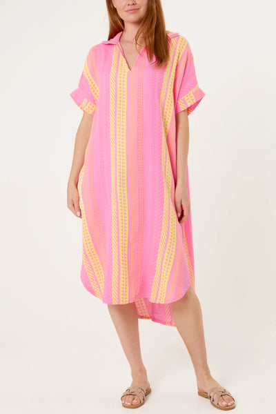 Nova Of London Aztec Print Cheesecloth Collar Dress