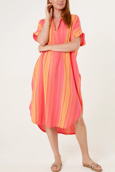 Nova Of London Aztec Print Cheesecloth Collar Dress