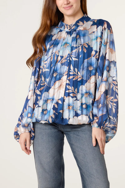 Nova Of London Metallic High Neck Chiffon Puffball Top
