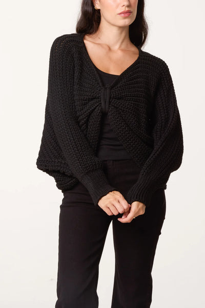 Black Knit Tie-Front Cardigan