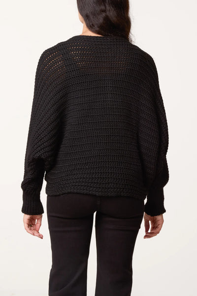 Black Knit Tie-Front Cardigan