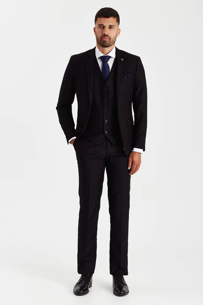 Paul Andrews Parker Black Three Piece Suit