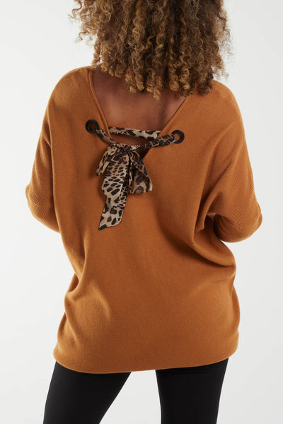 Leopard Bow Back Jumper Sale price