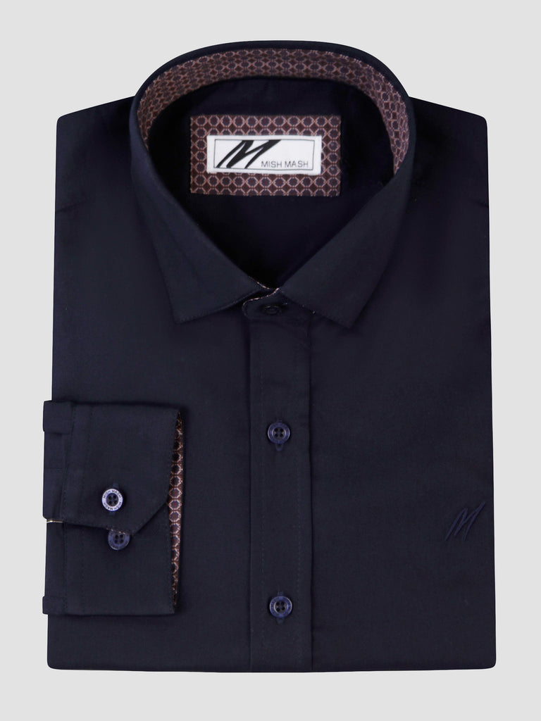 MishMash Rosewood Navy Long Sleeve Stretch Shirt – gaff-bath