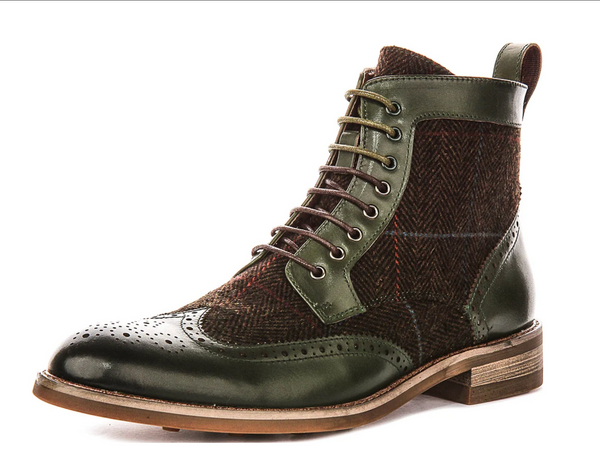 Justin Reece Remi Brough Boot in Green Tweed