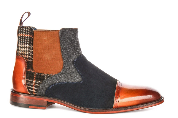 Justin Reess Men’s Navy & Tan Leather Chelsea Boots
