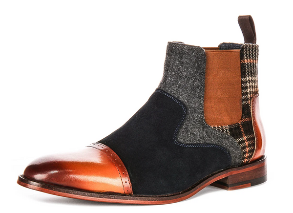 Justin Reess Men’s Navy & Tan Leather Chelsea Boots