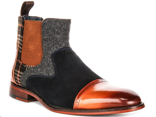 Justin Reess Men’s Navy & Tan Leather Chelsea Boots