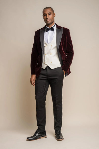 House of Cavani Rosa Wine Velvet Blazer