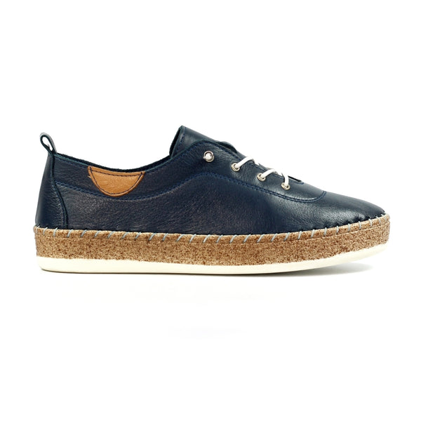 Lunar Evie Navy Leather Plimsoll