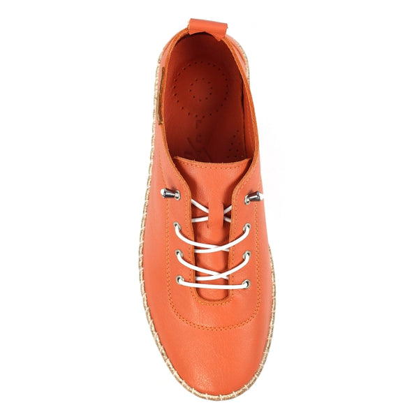 Evie Orange Leather Plimsoll