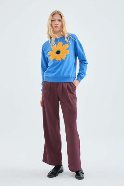 Compania Fantastica Fleece Sweatshirt with Flower Print