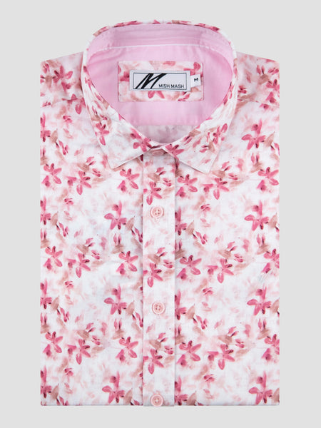 MishMash GULF WHITE & PINK SHORT SLEEVE SHIRT