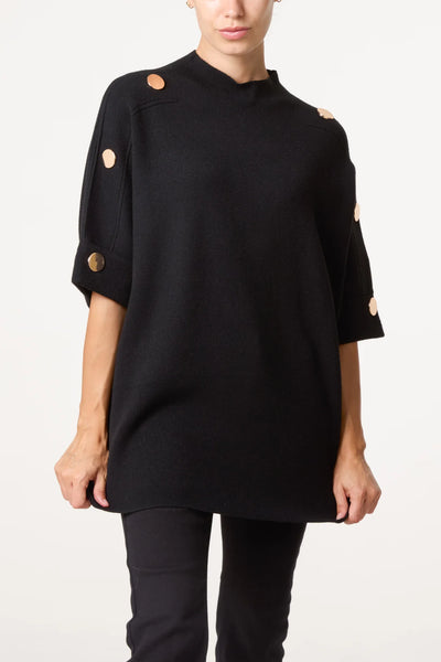 Nova Short Sleeve Button Detail Jumper Black