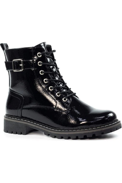 Lunar Parlour Black Patent Ankle Boot Black
