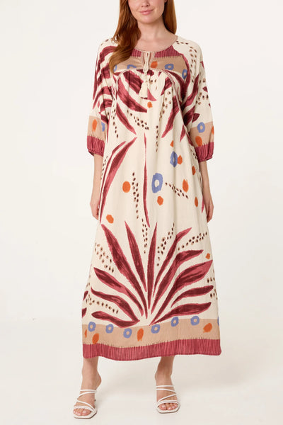 Nova Of London Abstract Leaf Print Maxi Dress