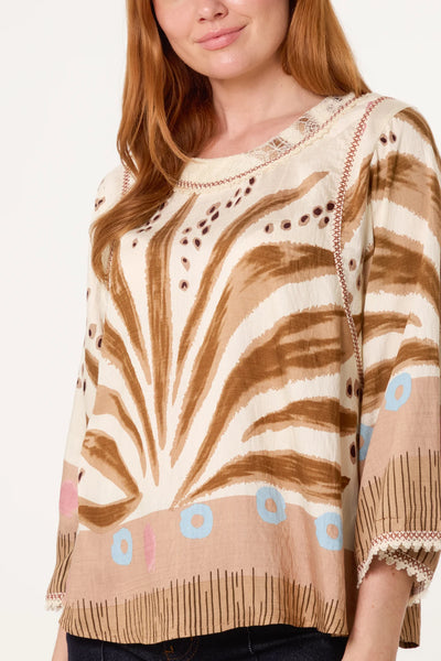 Floral Damask Crochet Detail Blouse