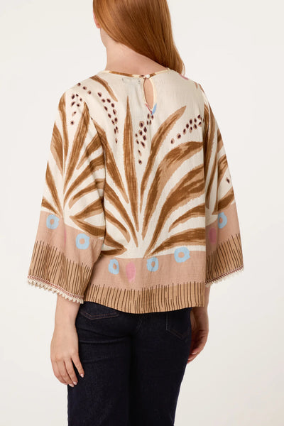 Floral Damask Crochet Detail Blouse