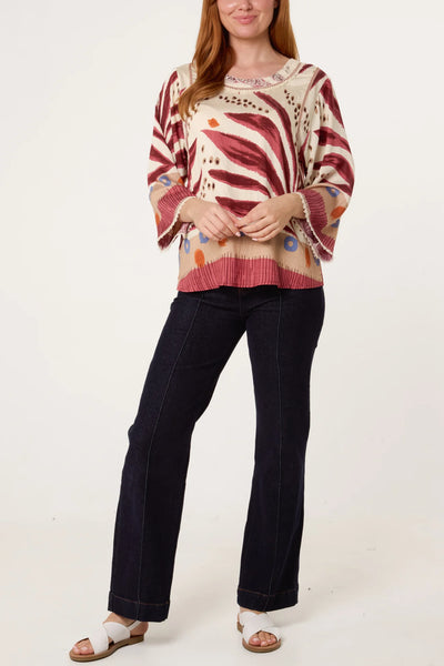 Floral Damask Crochet Detail Blouse