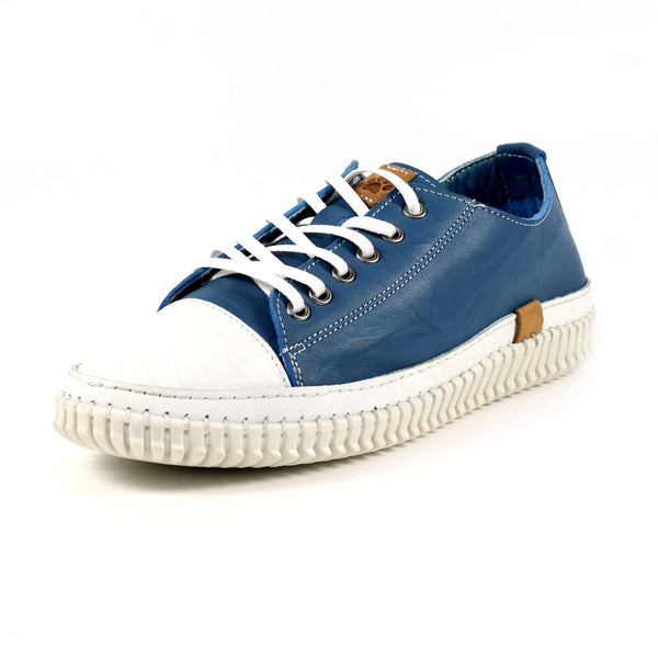 Lazy Dogz Truffle Blue Leather Shoe