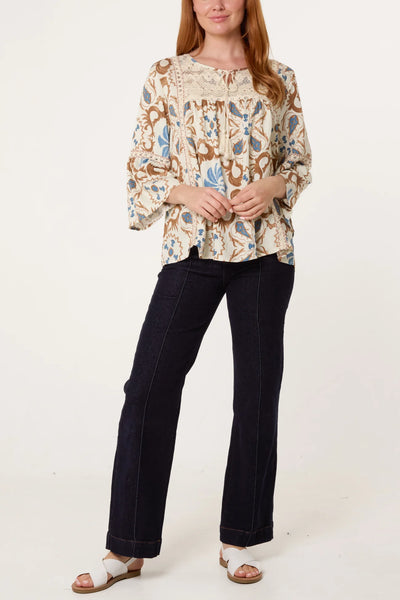 Nova Of London Floral Damask Crochet Detail Blouse