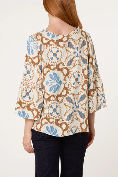 Nova Of London Floral Damask Crochet Detail Blouse