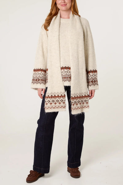 Cozy Fair Isle Longline Knit Cardigan