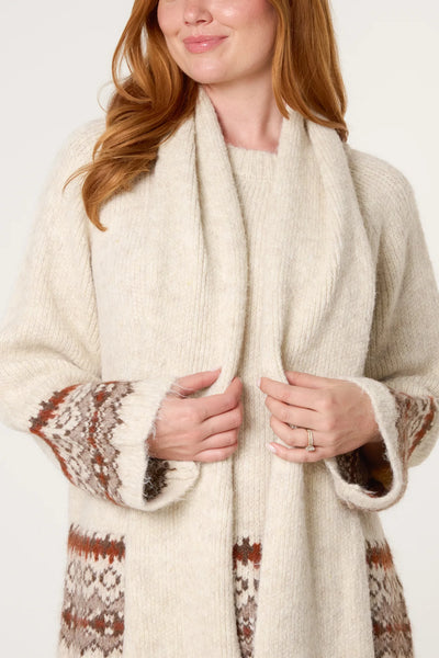 Cozy Fair Isle Longline Knit Cardigan
