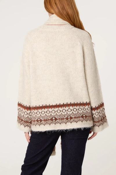 Cozy Fair Isle Longline Knit Cardigan